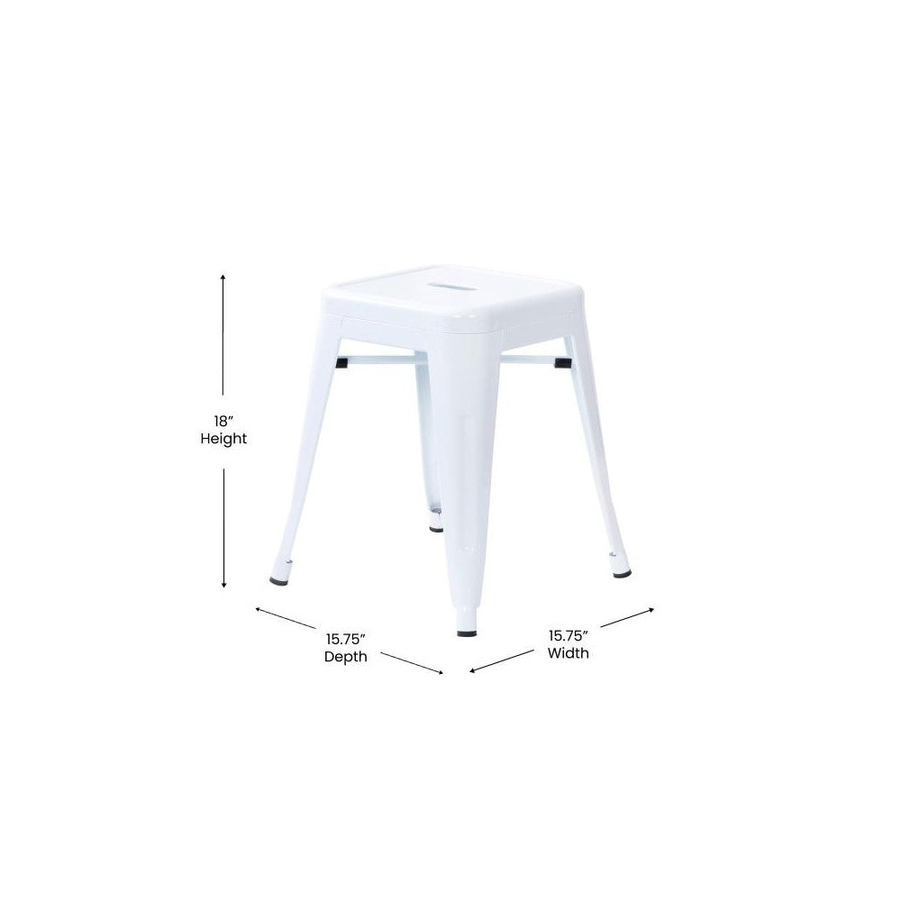 4 Pack White Metal Stool