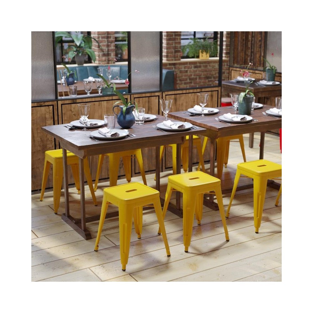 4 Pack Yellow Metal Stool
