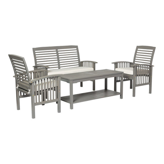 4-Piece Classic Outdoor Patio Chat Set - Gray Wash
