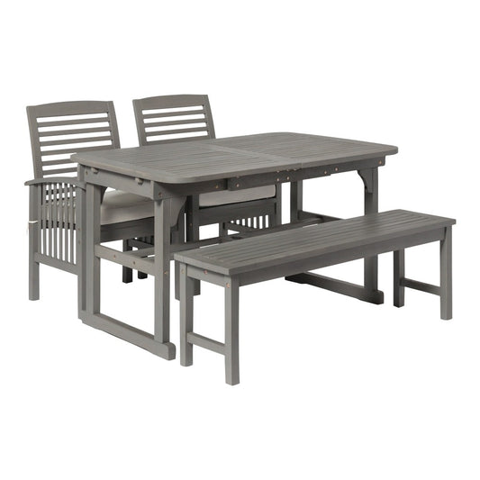 4-Piece Classic Outdoor Patio Dining Set - Gray Wash
