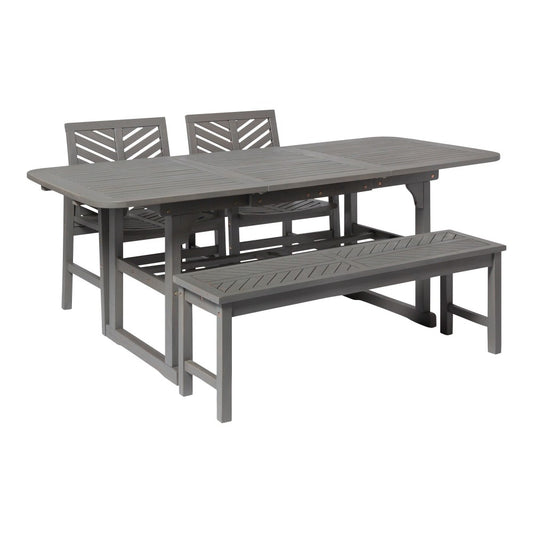 4-Piece Extendable Outdoor Patio Dining Set - Gray Wash