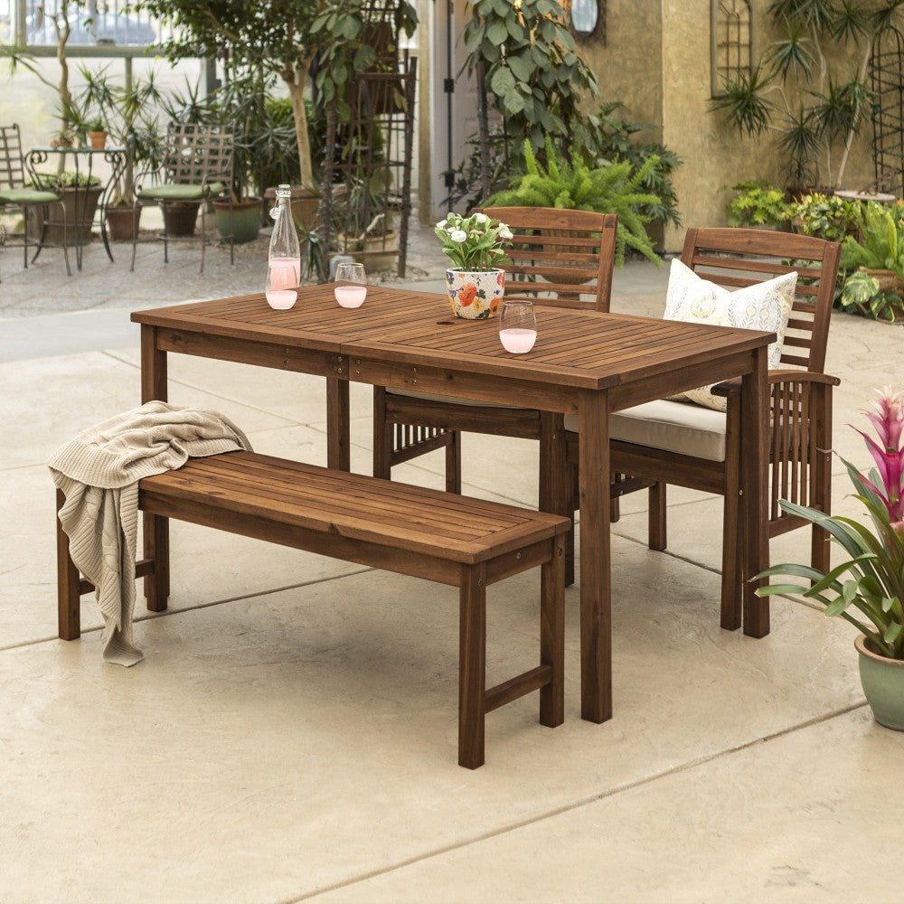 4-Piece Modern Patio Dining Set - Dark Brown