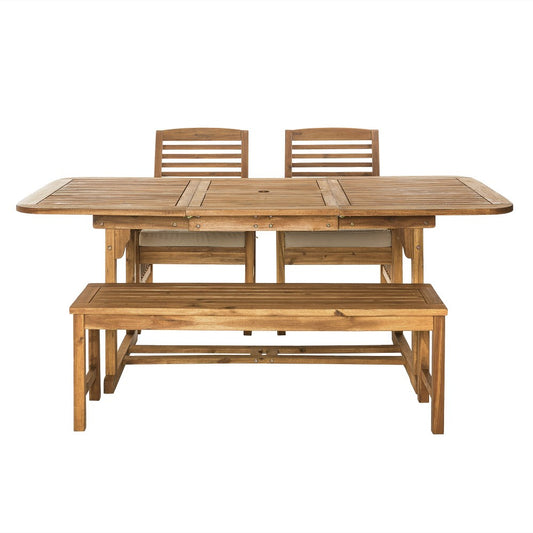4-Piece Patio Dining Table Set - Brown