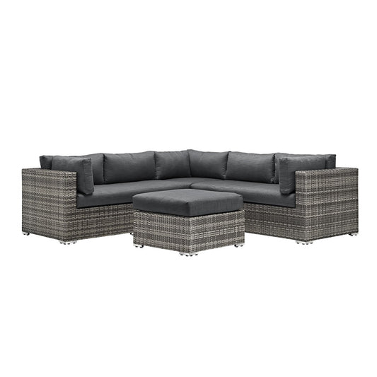4-Piece Rattan Outdoor Patio Sectional with Cushions - Gray