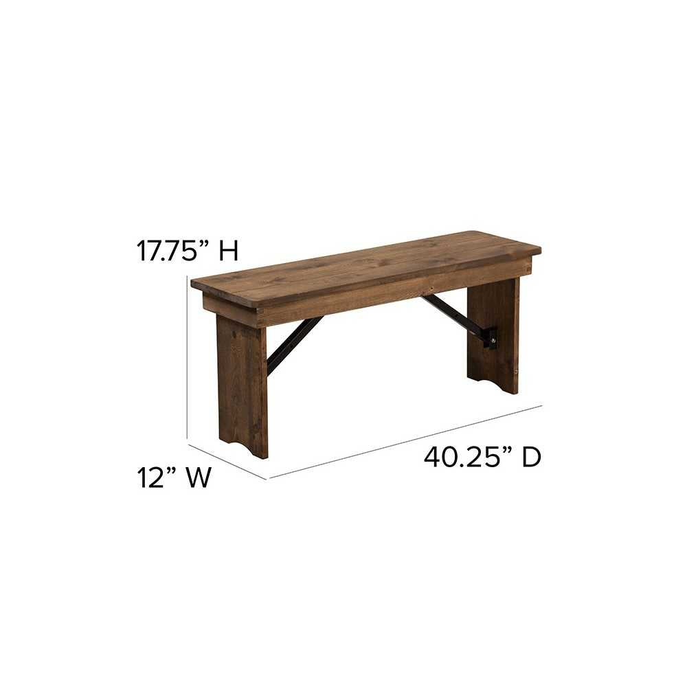 40'' x 12'' Antique Rustic Solid Pine Folding Farm Bench