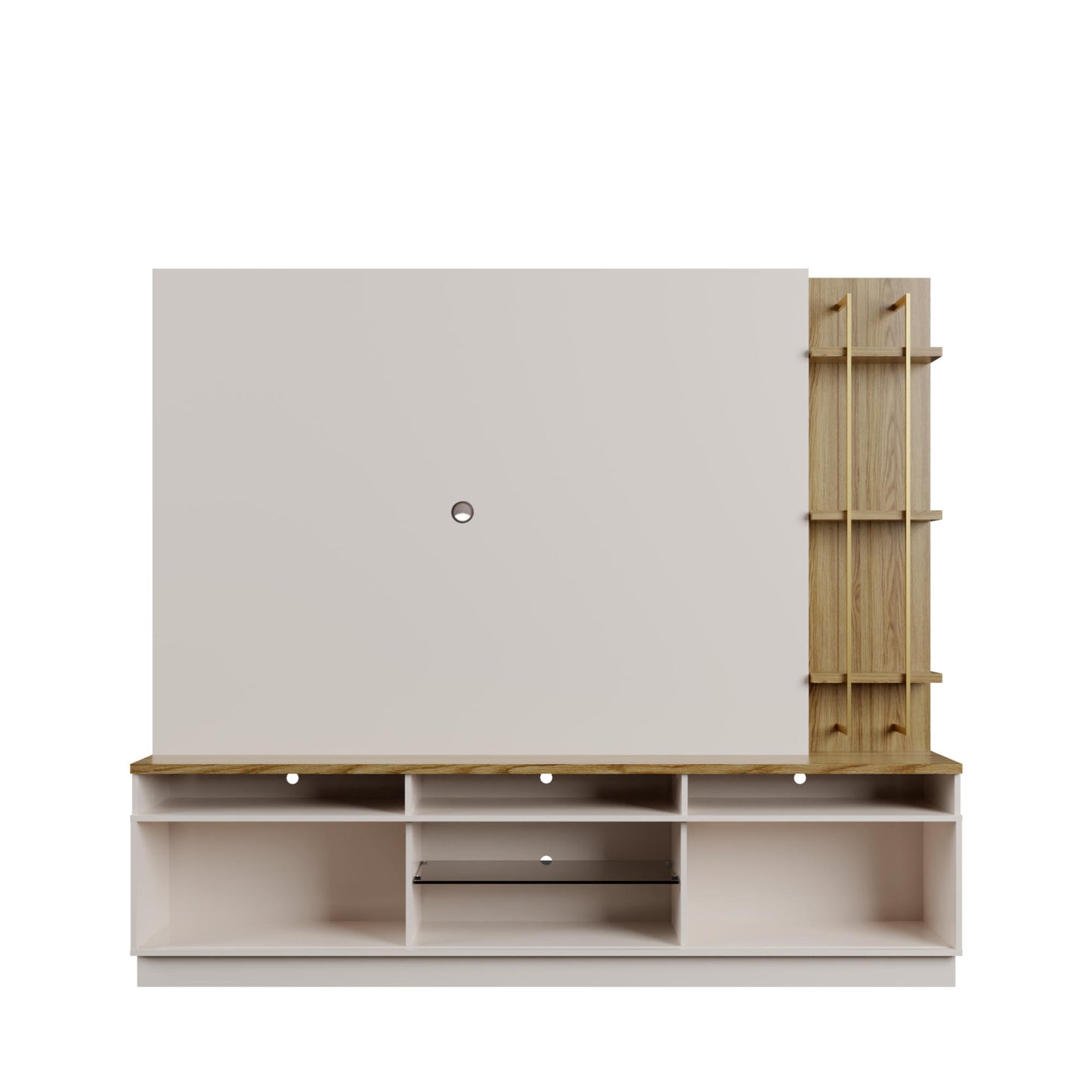 Pomander 85.27 Free Standing Entertainment Center in Off White Gloss