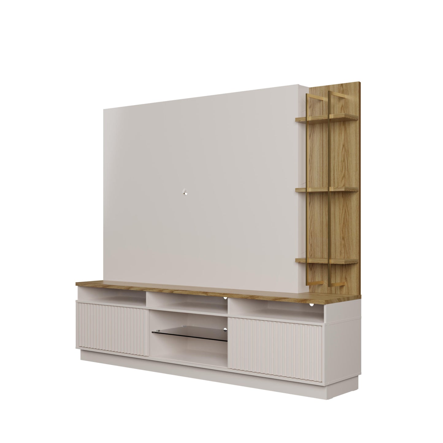 Pomander 85.27 Free Standing Entertainment Center in Off White Gloss