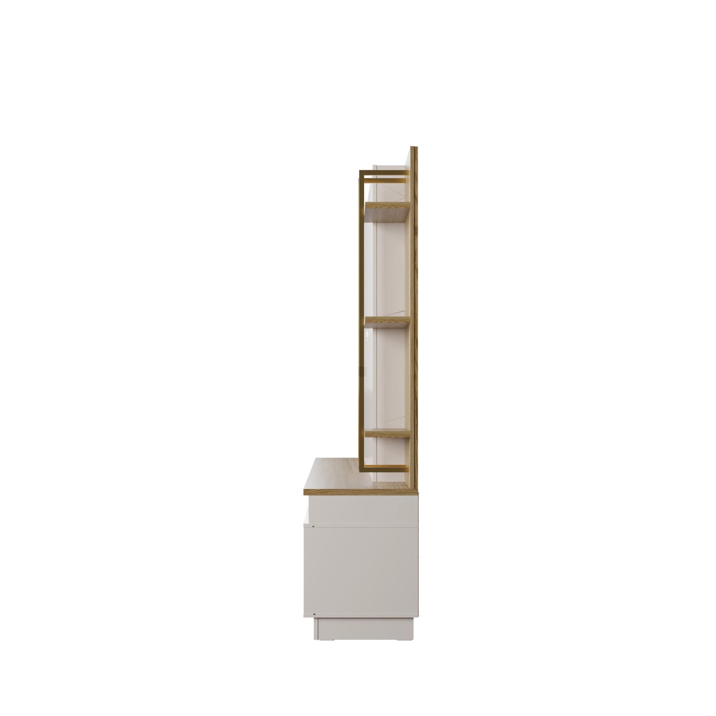 Pomander 85.27 Free Standing Entertainment Center in Off White Gloss