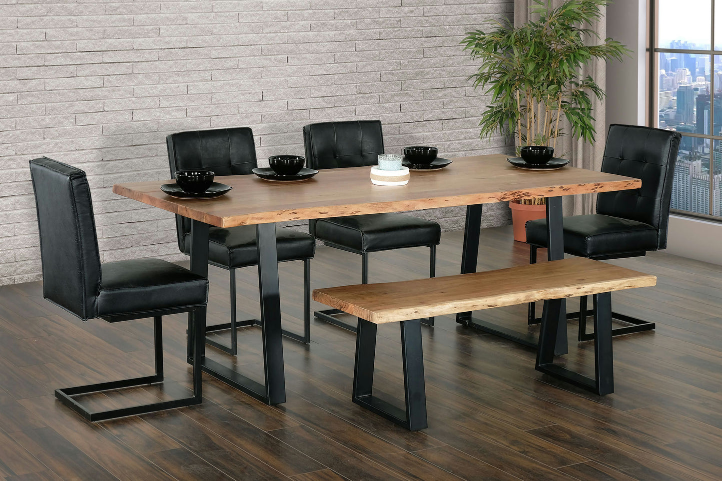 Kiel 70" Wood and Metal Dining Table