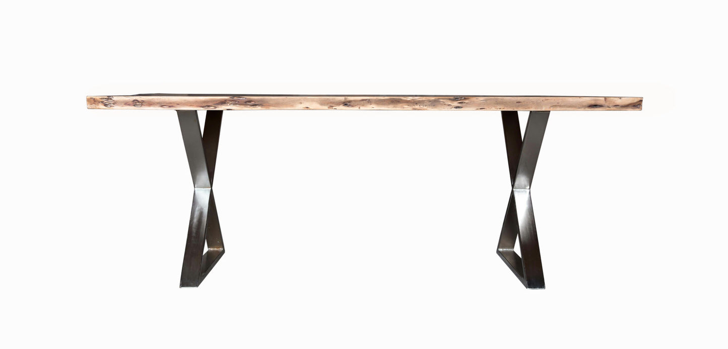 Loomie 82" Wood and Metal Dining Table