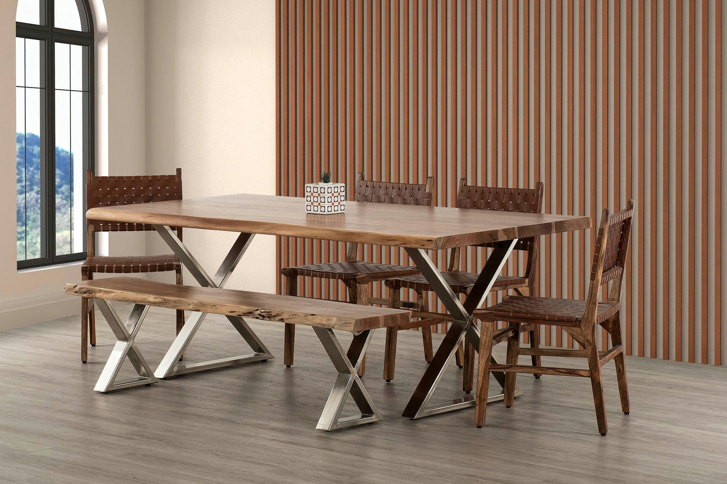 Loomie 82" Wood and Metal Dining Table