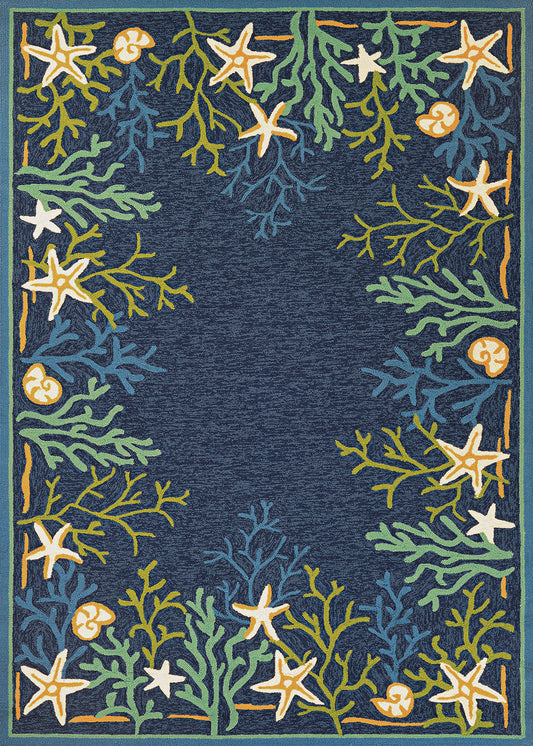 Couristan Outdoor Escape Sea Water Ocean-Aqua Round Rug 7'10" x 7"10"
