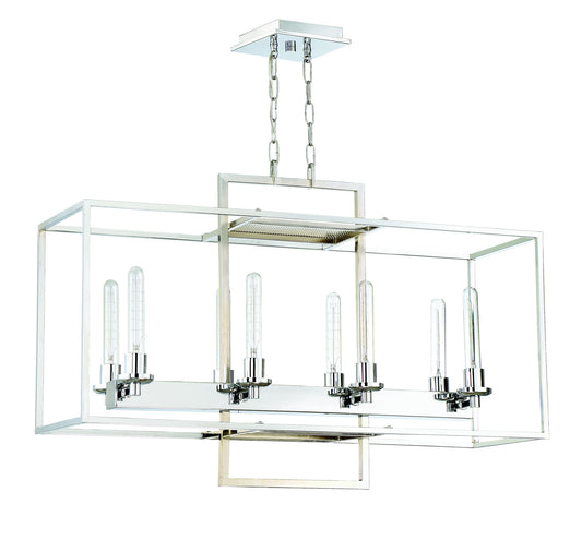 Cubic 8 Light Linear Chandelier in Chrome