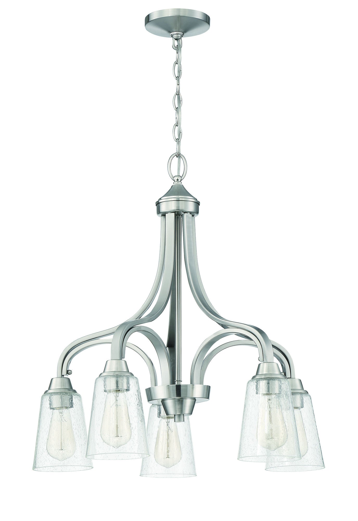 Grace 5 Light Down Chandelier in Brushed Polished Nickel, 41915-BNK-CS