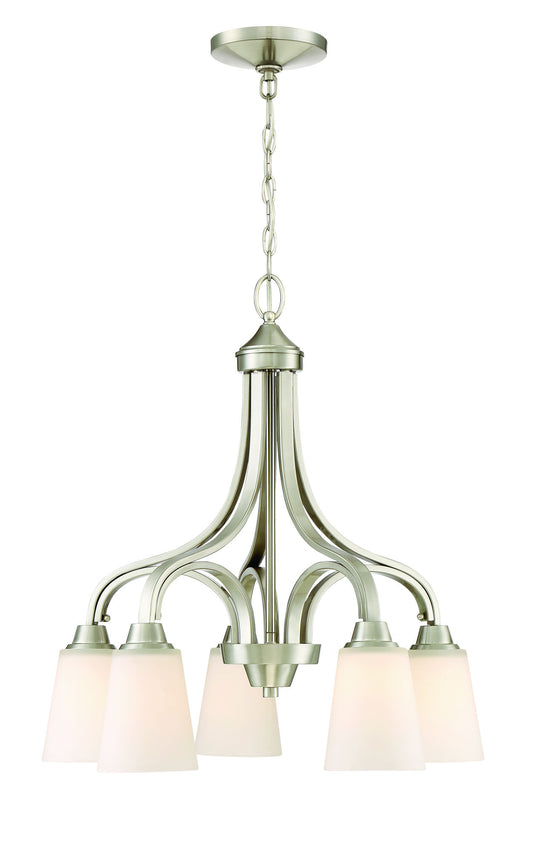 Grace 5 Light Down Chandelier in Brushed Polished Nickel, 41915-BNK