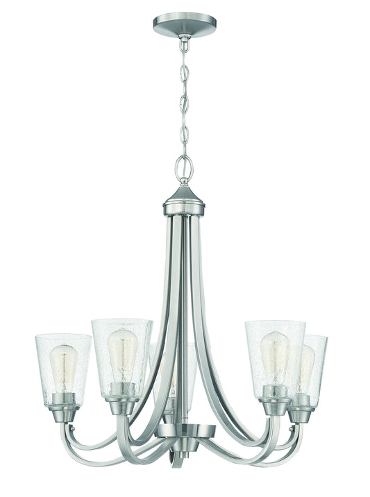 Grace 5 Light Chandelier in Brushed Polished Nickel, 41925-BNK-CS