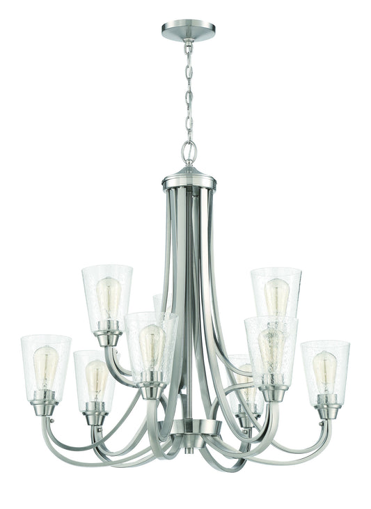 Grace 9 Light Chandelier in Brushed Polished Nickel, 41929-BNK-CS