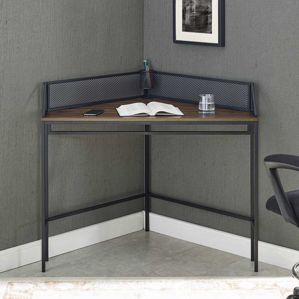 42" Industrial Corner Desk - Dark Walnut