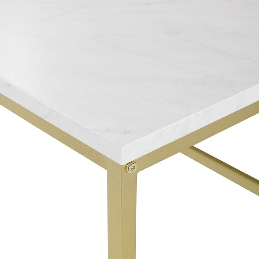 42" Open Box Coffee Table - Faux White Marble/Gold