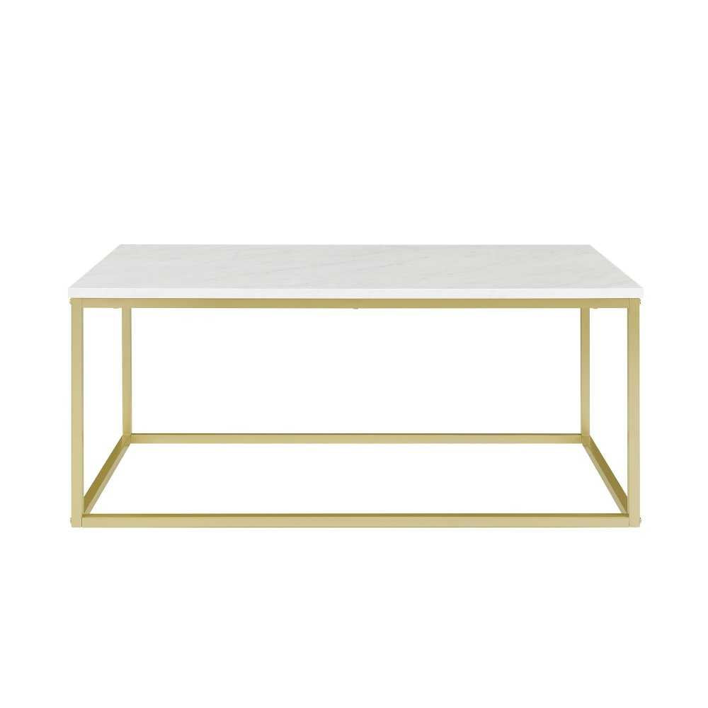 42" Open Box Coffee Table - Faux White Marble/Gold