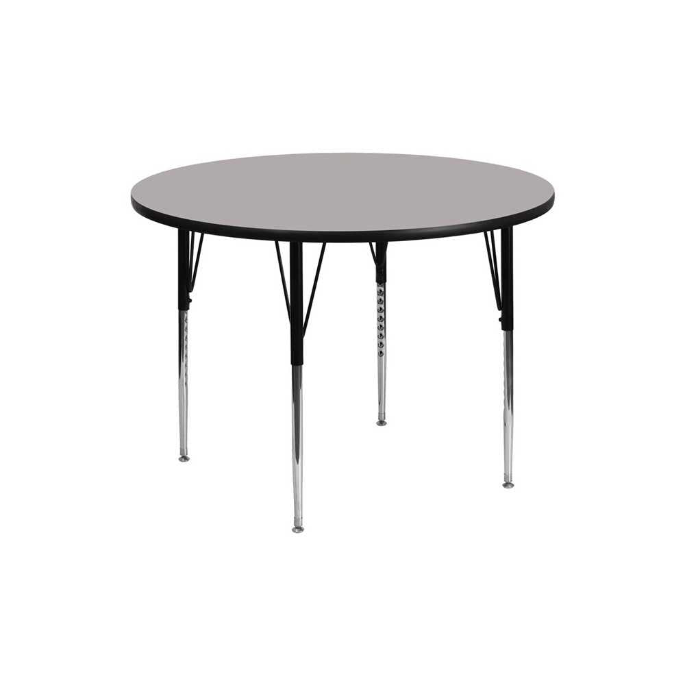 42'' Round Gray HP Laminate Activity Table - Standard Height Adjustable Legs