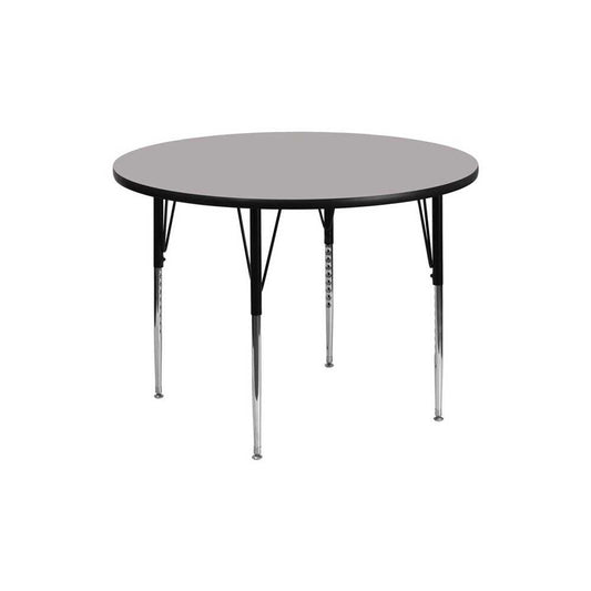 42'' Round Gray HP Laminate Activity Table - Standard Height Adjustable Legs