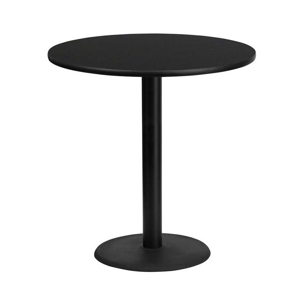 42'' Round Black Laminate Table Top with 24'' Round Bar Height Table Base