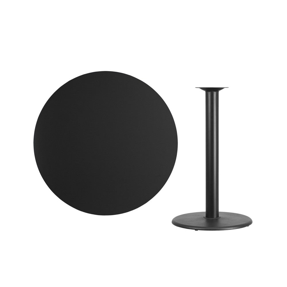 42'' Round Black Laminate Table Top with 24'' Round Bar Height Table Base