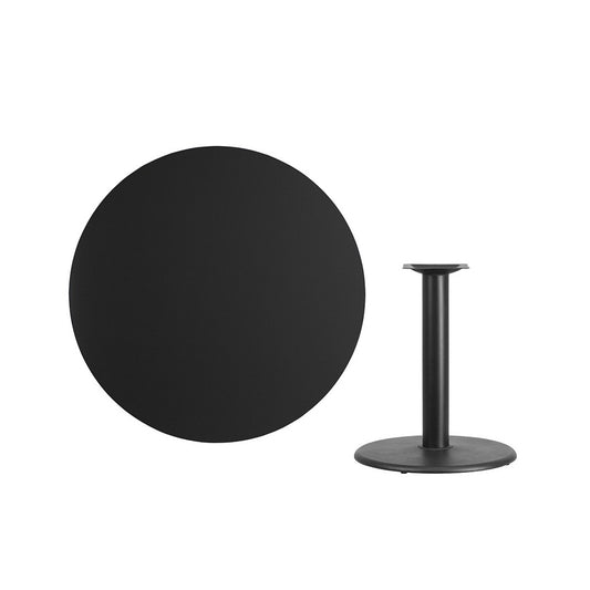 42'' Round Black Laminate Table Top with 24'' Round Table Height Base