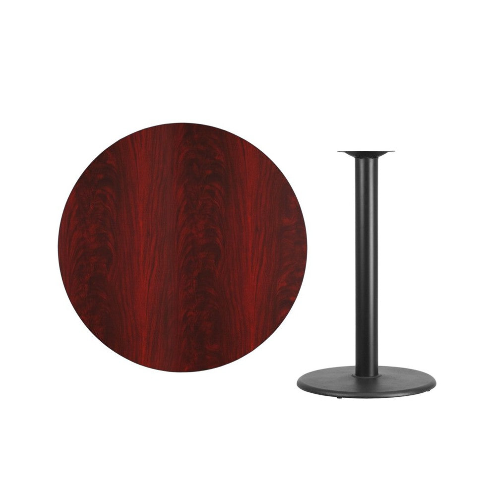 42'' Round Mahogany Laminate Table Top with 24'' Round Bar Height Table Base