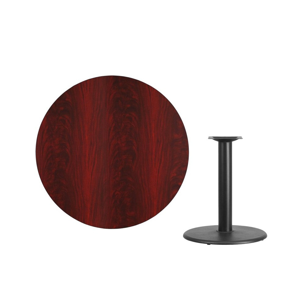 42'' Round Mahogany Laminate Table Top with 24'' Round Table Height Base