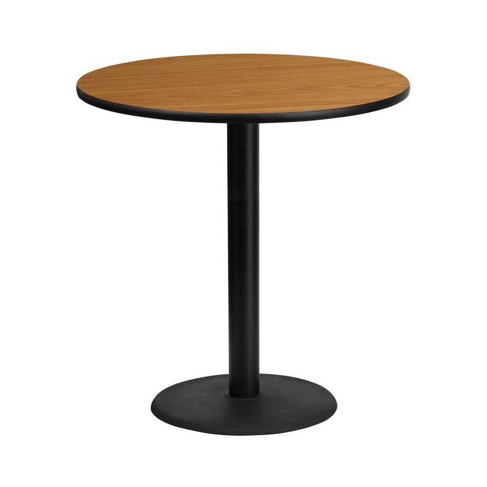 42'' Round Natural Laminate Table Top with 24'' Round Bar Height Table Base