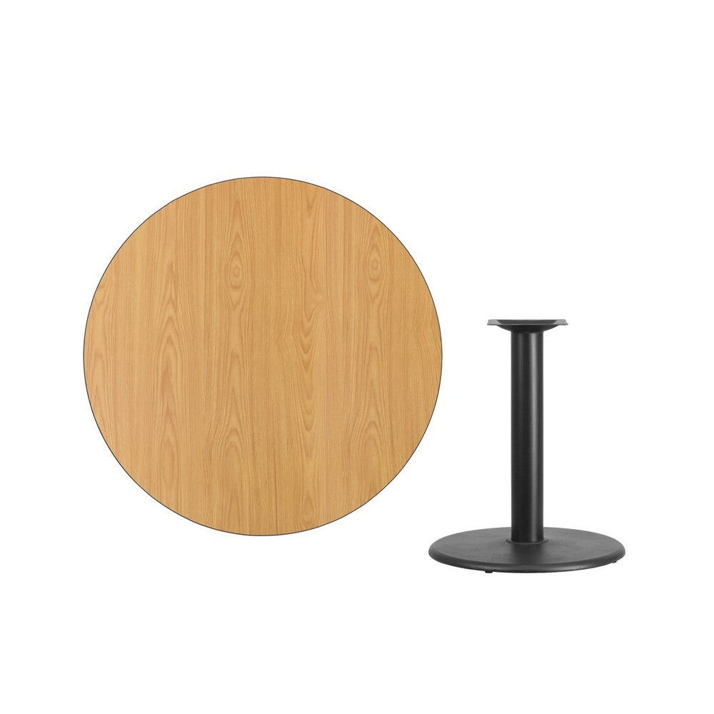 42'' Round Natural Laminate Table Top with 24'' Round Table Height Base