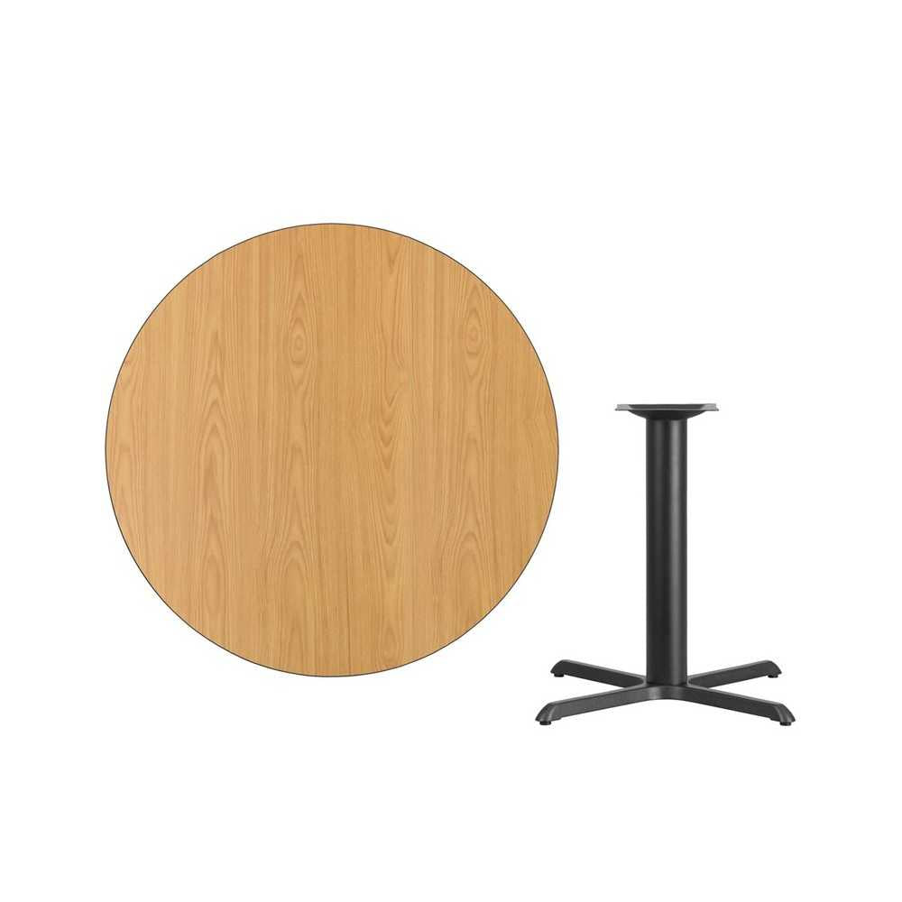 42'' Round Natural Laminate Table Top with 33'' x 33'' Table Height Base