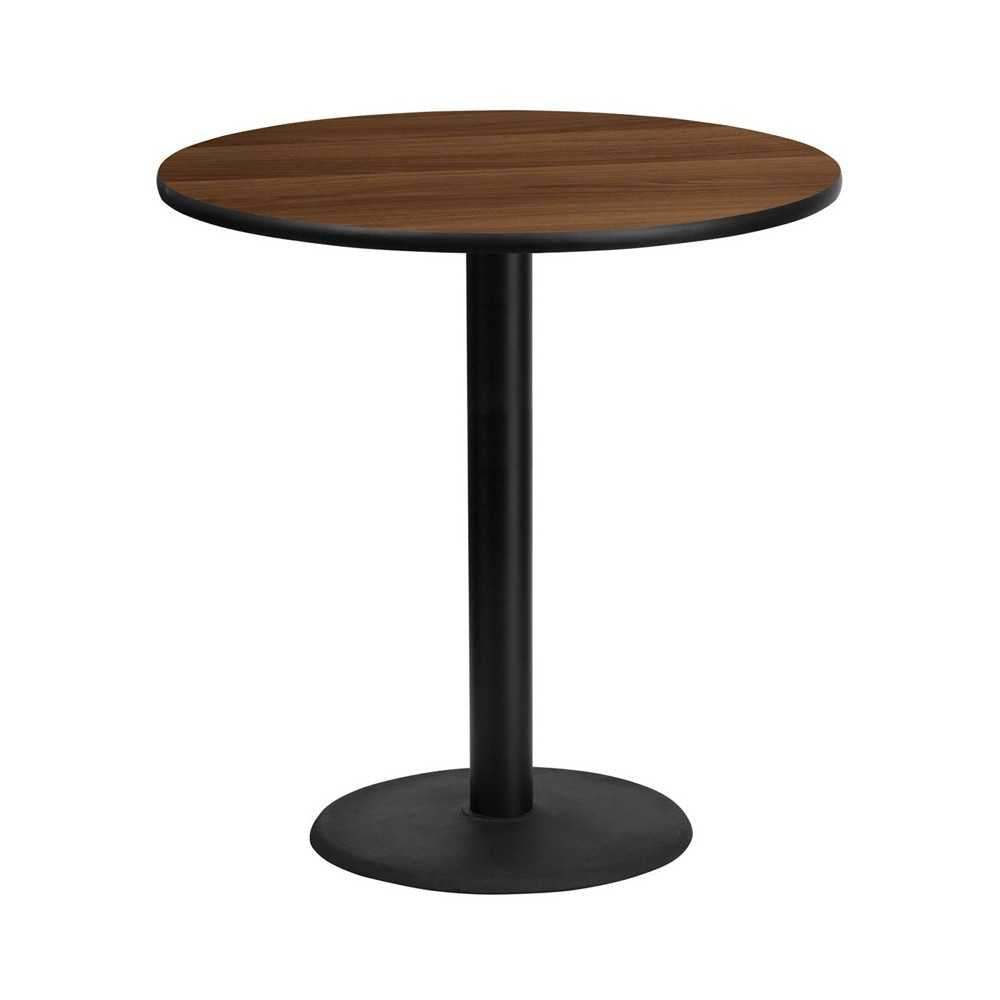 42'' Round Walnut Laminate Table Top with 24'' Round Bar Height Table Base