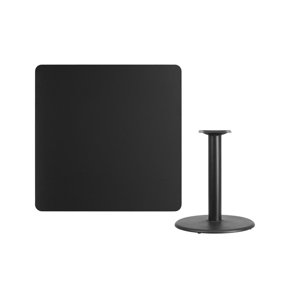 42'' Square Black Laminate Table Top with 24'' Round Table Height Base