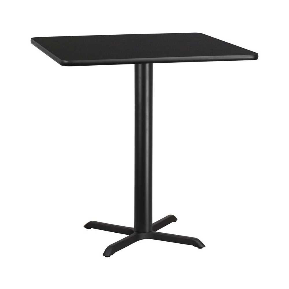 42'' Square Black Laminate Table Top with 33'' x 33'' Bar Height Table Base