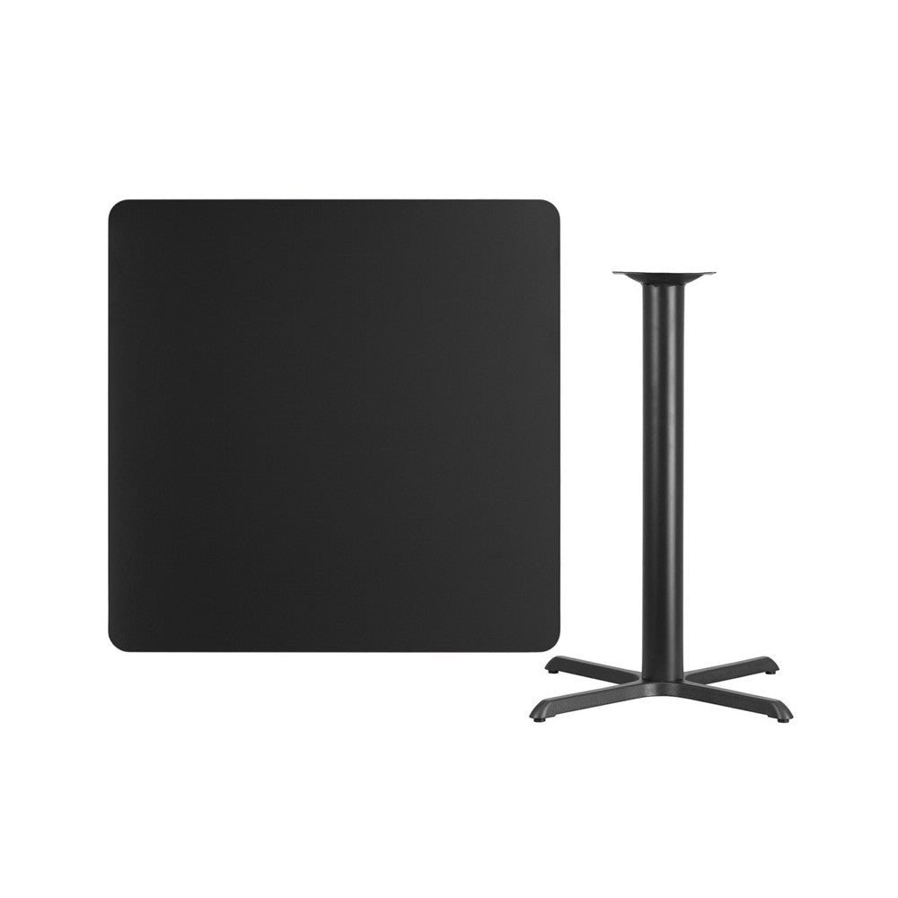 42'' Square Black Laminate Table Top with 33'' x 33'' Bar Height Table Base