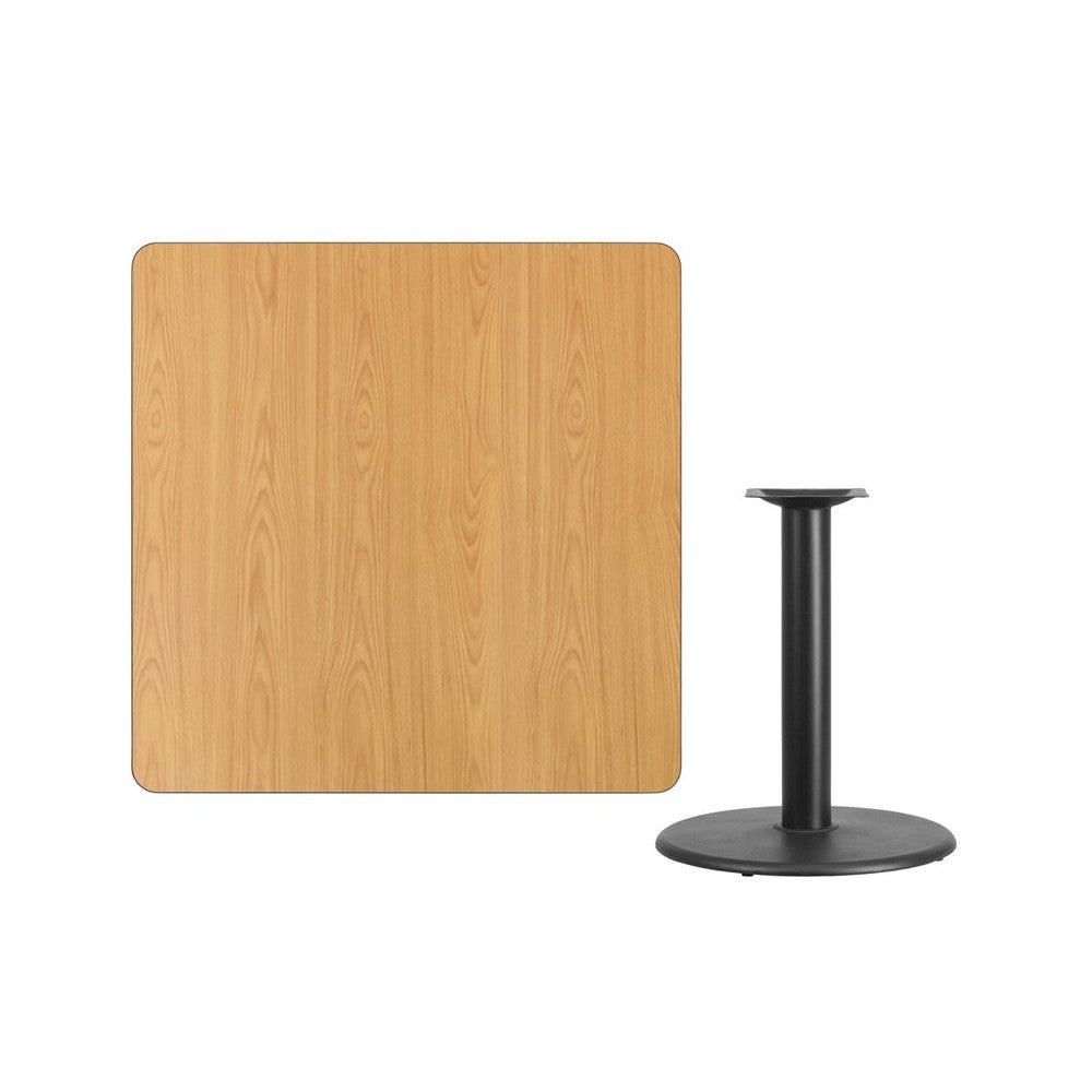 42'' Square Natural Laminate Table Top with 24'' Round Table Height Base