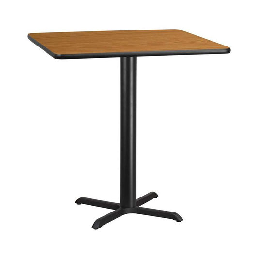 42'' Square Natural Laminate Table Top with 33'' x 33'' Bar Height Table Base