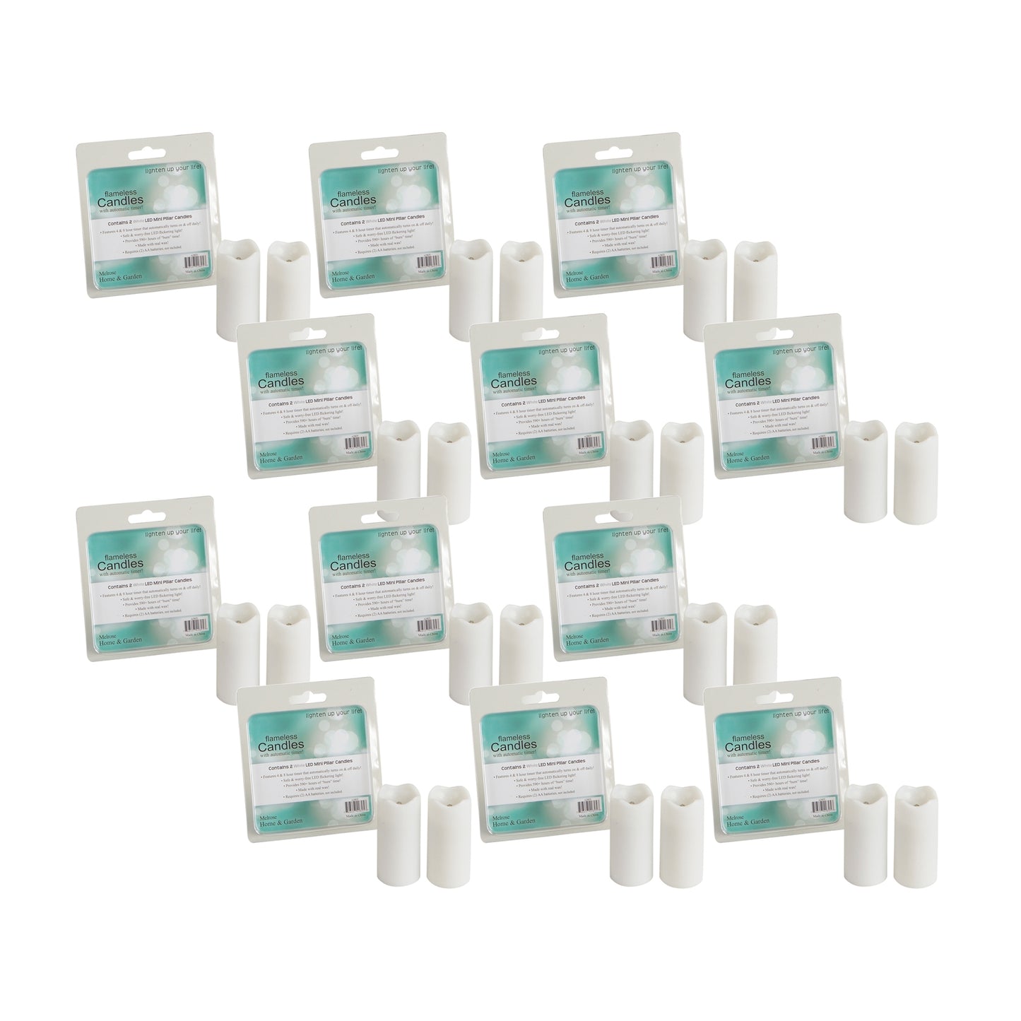 Led Mini Pillar Candle W/Timer (Set Of 12) 1.4"Dx3"H Wax/Plastic