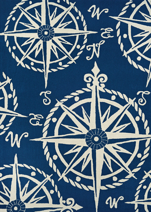 Couristan Outdoor Escape Mariner Navy-Ivory Runner Rug 2'6" x 8'6"