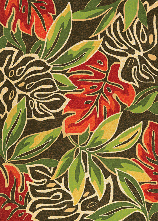 Couristan Covington Areca Palms Brown-Forest Green Rug 2'x6'