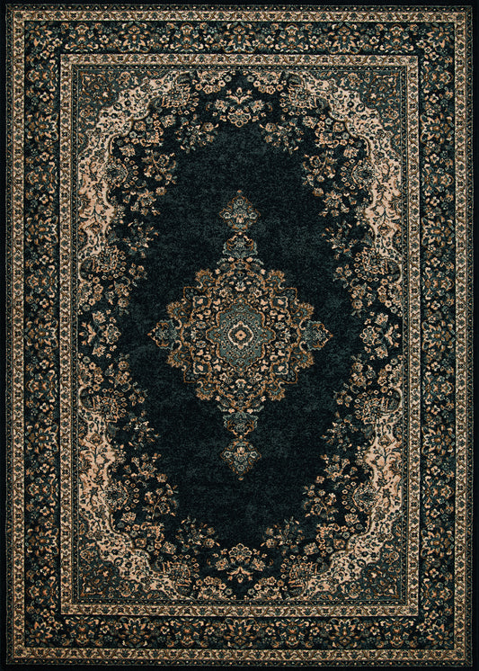 Couristan Old World Classic Antique Kerman Black Rug 4'6" x 6'6"