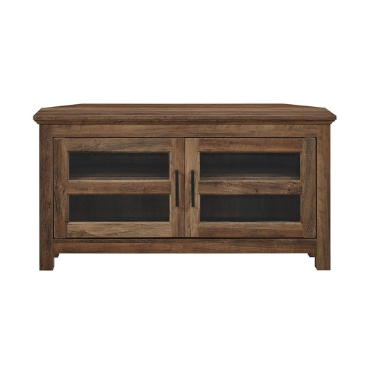 44" Transitional Modern Farmhouse Wood Corner TV Stand - Rustic Oak