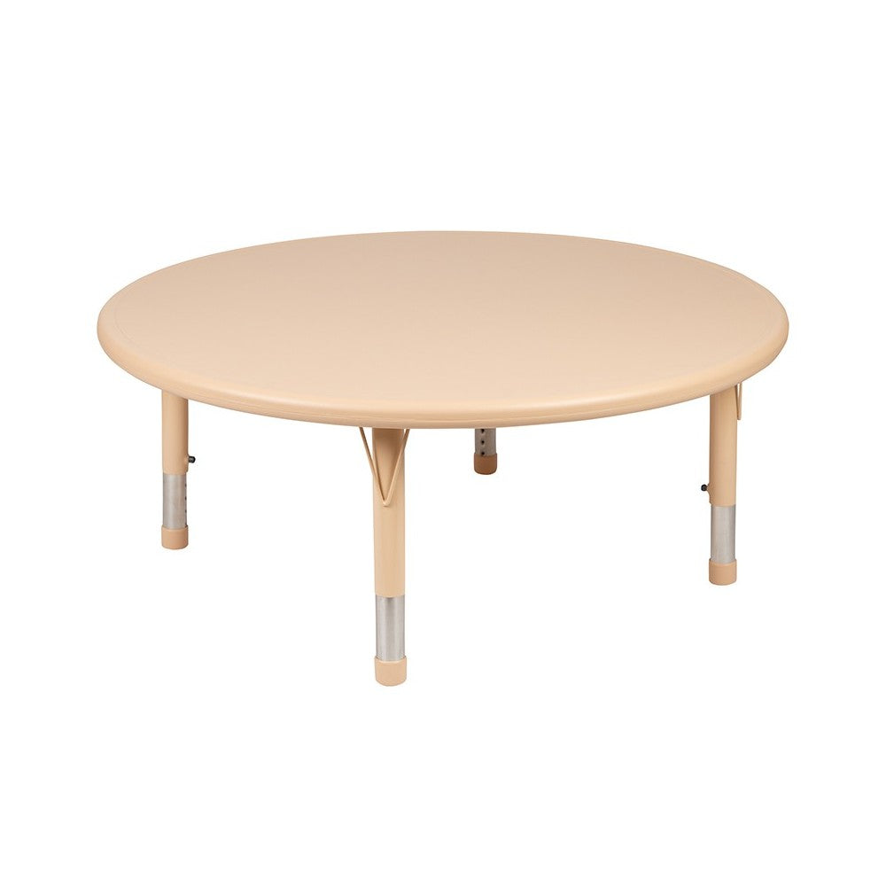 45" Round Natural Plastic Height Adjustable Activity Table Set with 2 Chairs