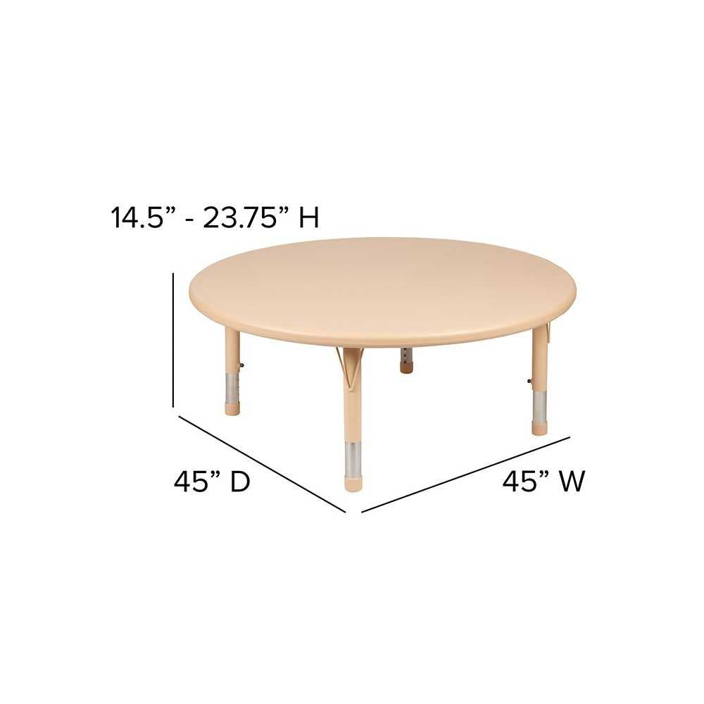 45" Round Natural Plastic Height Adjustable Activity Table