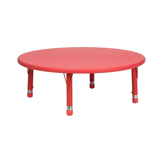 45'' Round Red Plastic Height Adjustable Activity Table