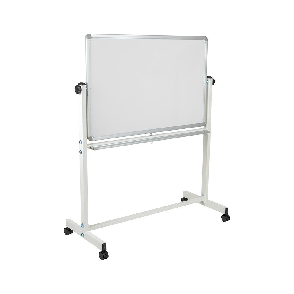 45.25"W x 54.75"H Double-Sided Mobile White Board with Pen Tray