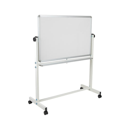 45.25"W x 54.75"H Double-Sided Mobile White Board with Pen Tray